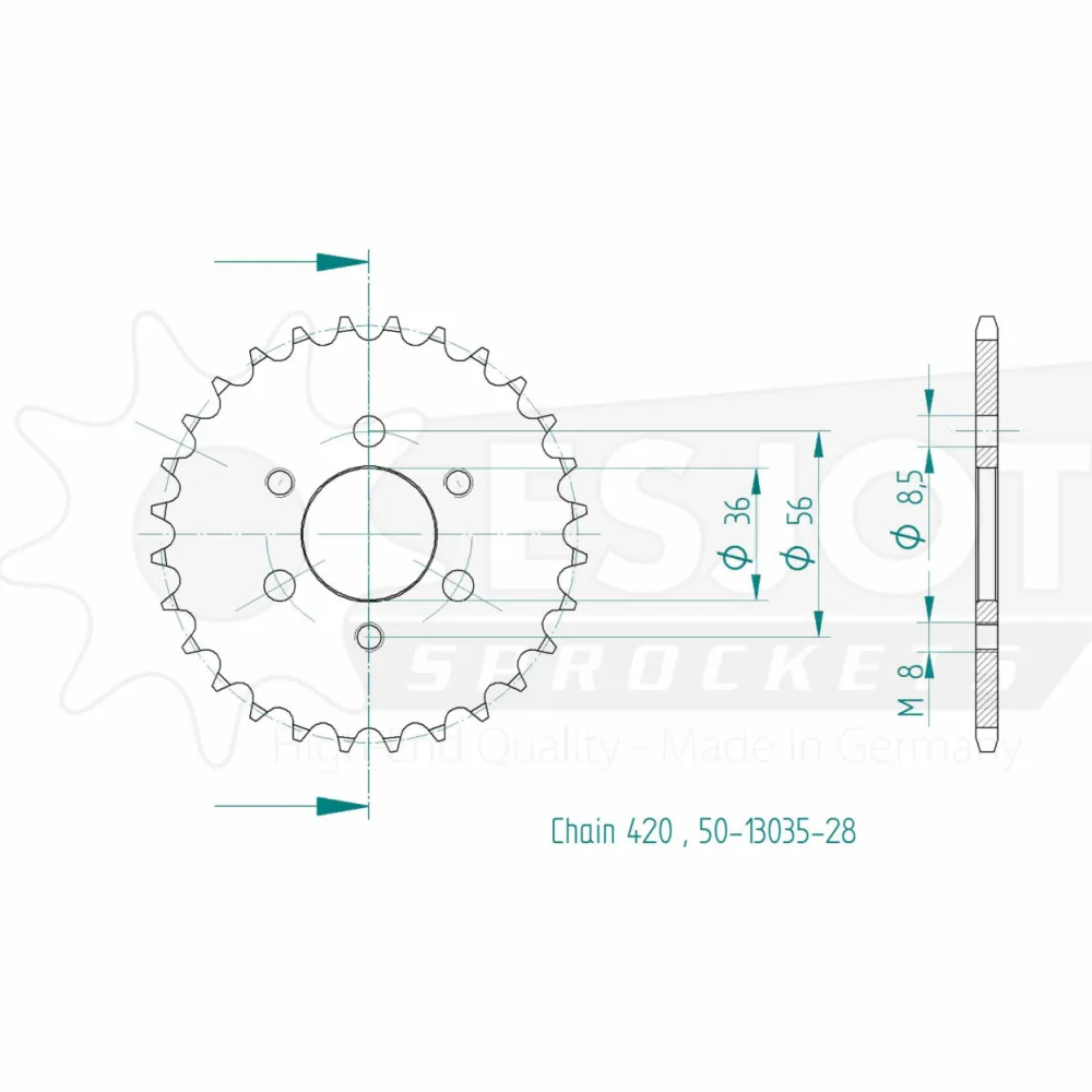 Steel rear sprocket 28T 420