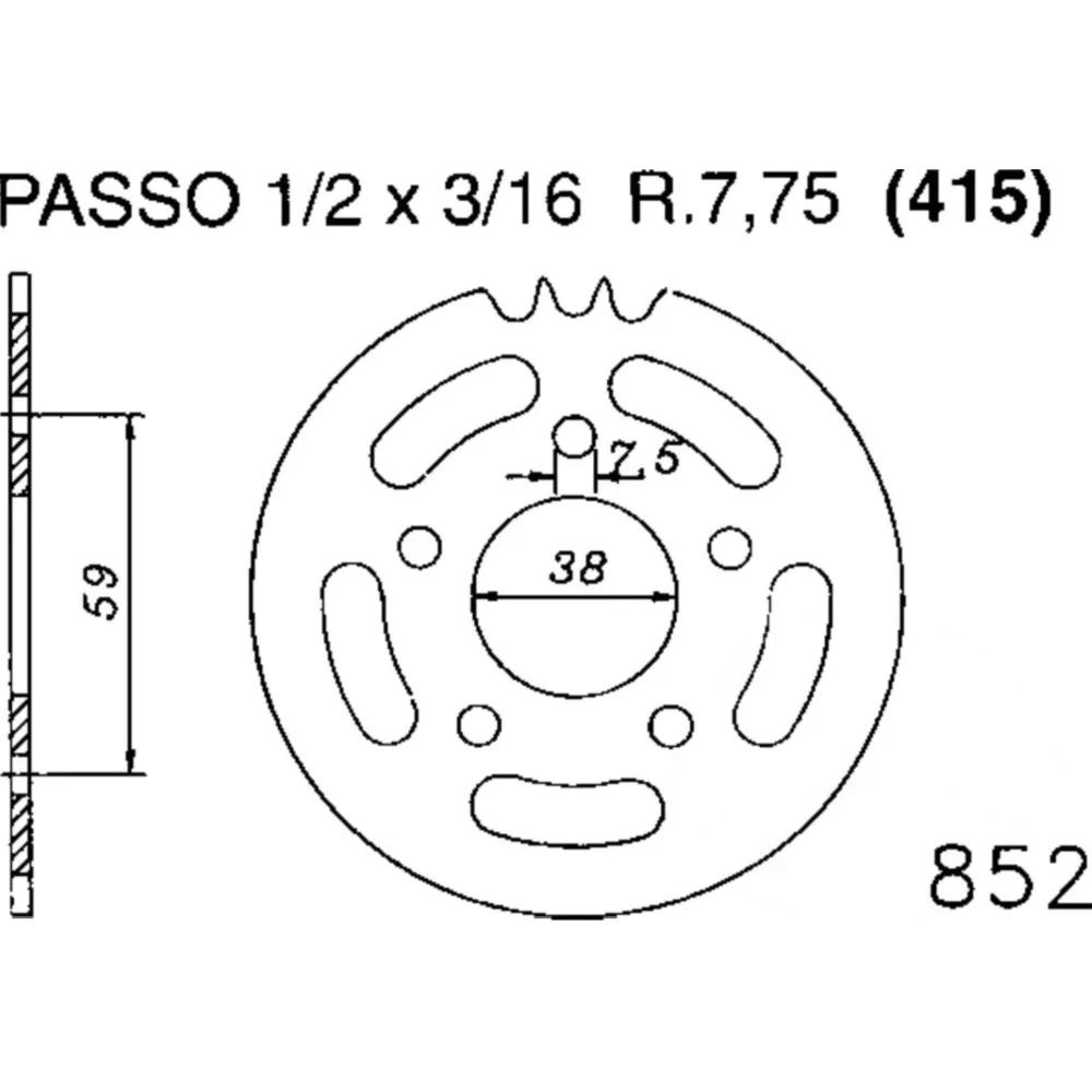 Rear sprocket 45 tooth pitch 415_1