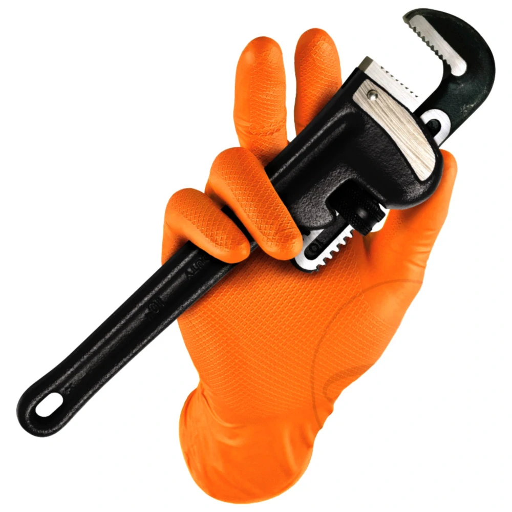 Disposable Grippaz NBR Orange Gloves Size M, 50 Pack_2