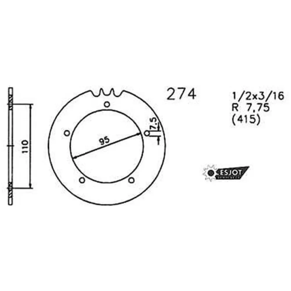 Kettenrad Esjot Verstärkt 42 Zähne Schwarz für Hercules KX 5_1