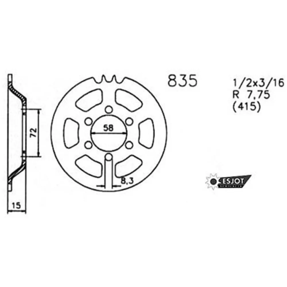 Kettenrad Esjot Stahl 45 Zähne Schwarz 120mm für Zündapp ZD _1