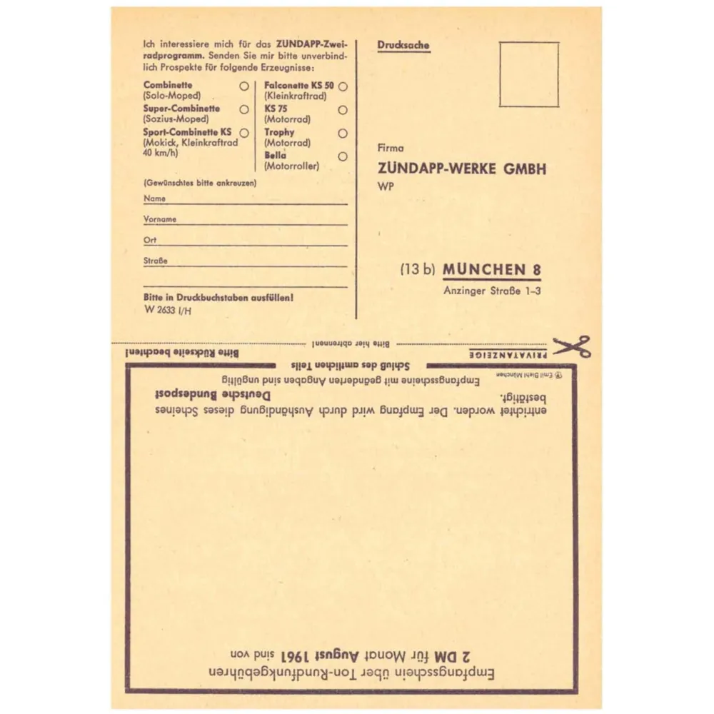 Brochure Falconette DIN A5 for Zündapp falconette KS50 MG000_1