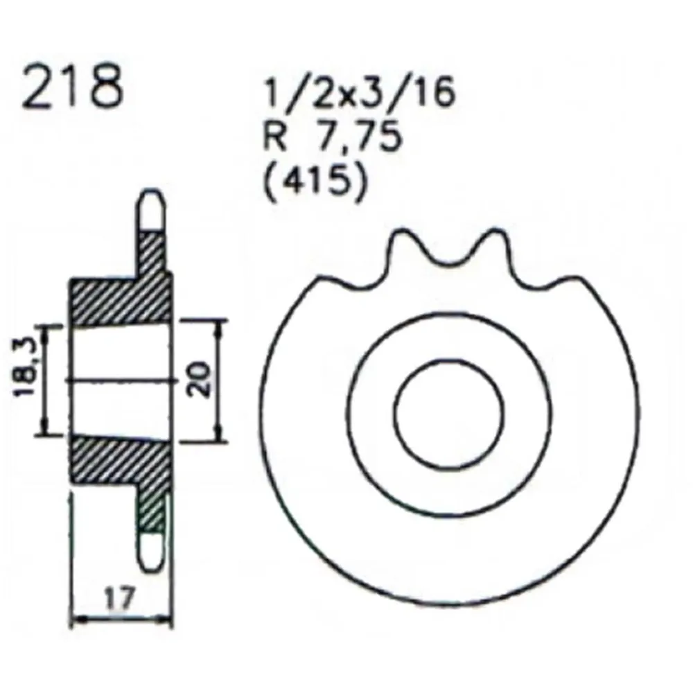 Pinion Esjot steel 13 teeth 20x18,3mm for Hercules, KX 5, Sa_1