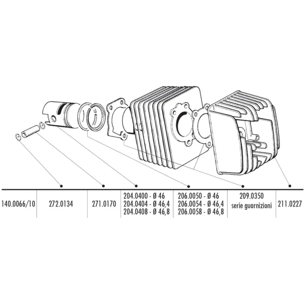 cylinder kit Polini cast iron sport 70cc 10mm piston pin for_1