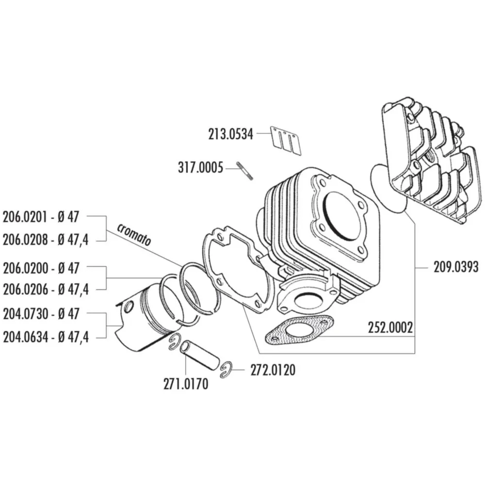 cylinder kit Polini cast iron racing 70cc for Morini AC 150._1
