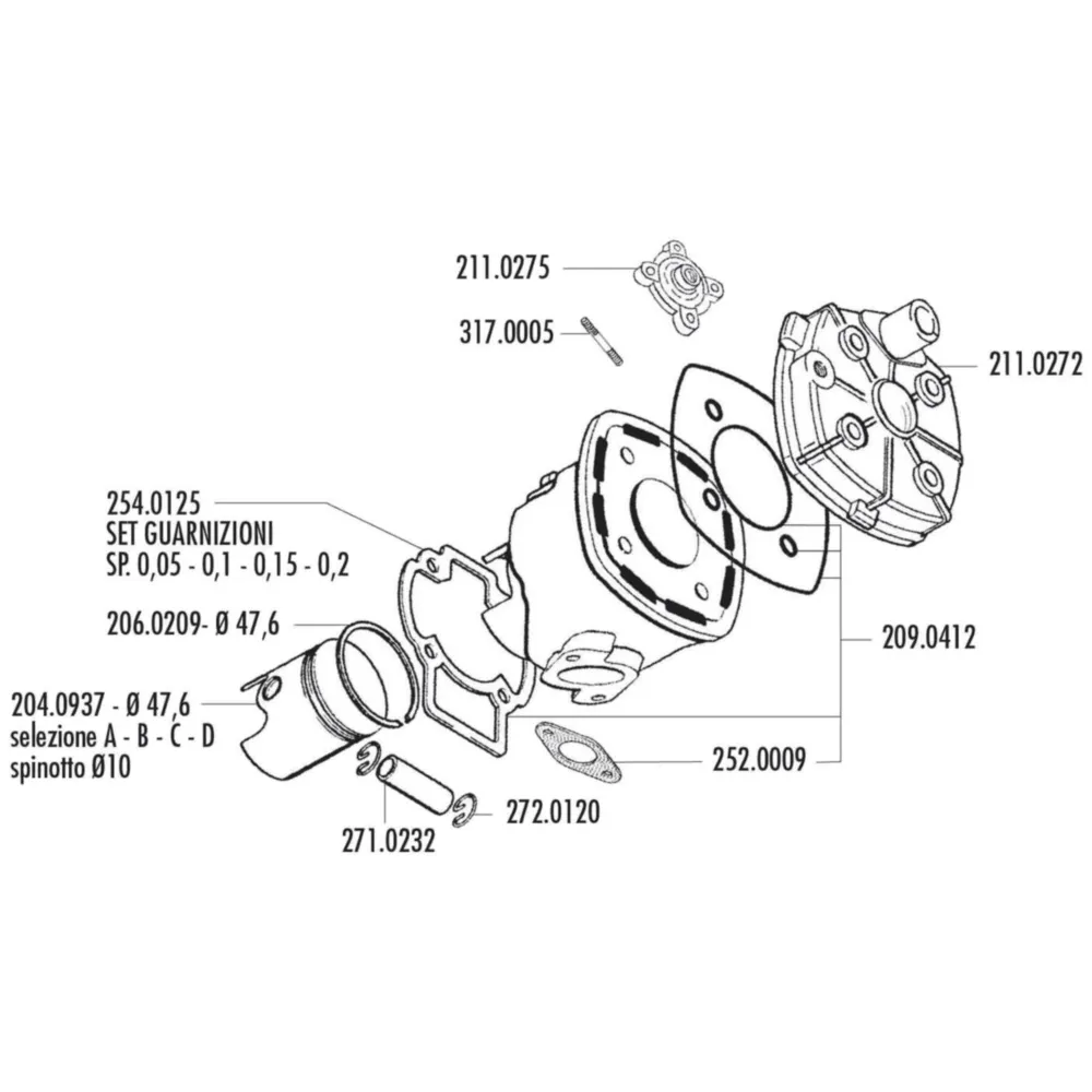 cylinder kit Polini aluminum racing Evolution 70cc 10mm pist_1