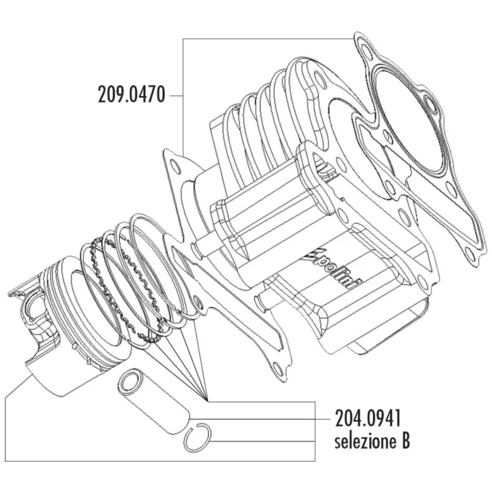 piston kit Polini 165cc 60mm for LML 125, 150 4T (carburetor_1