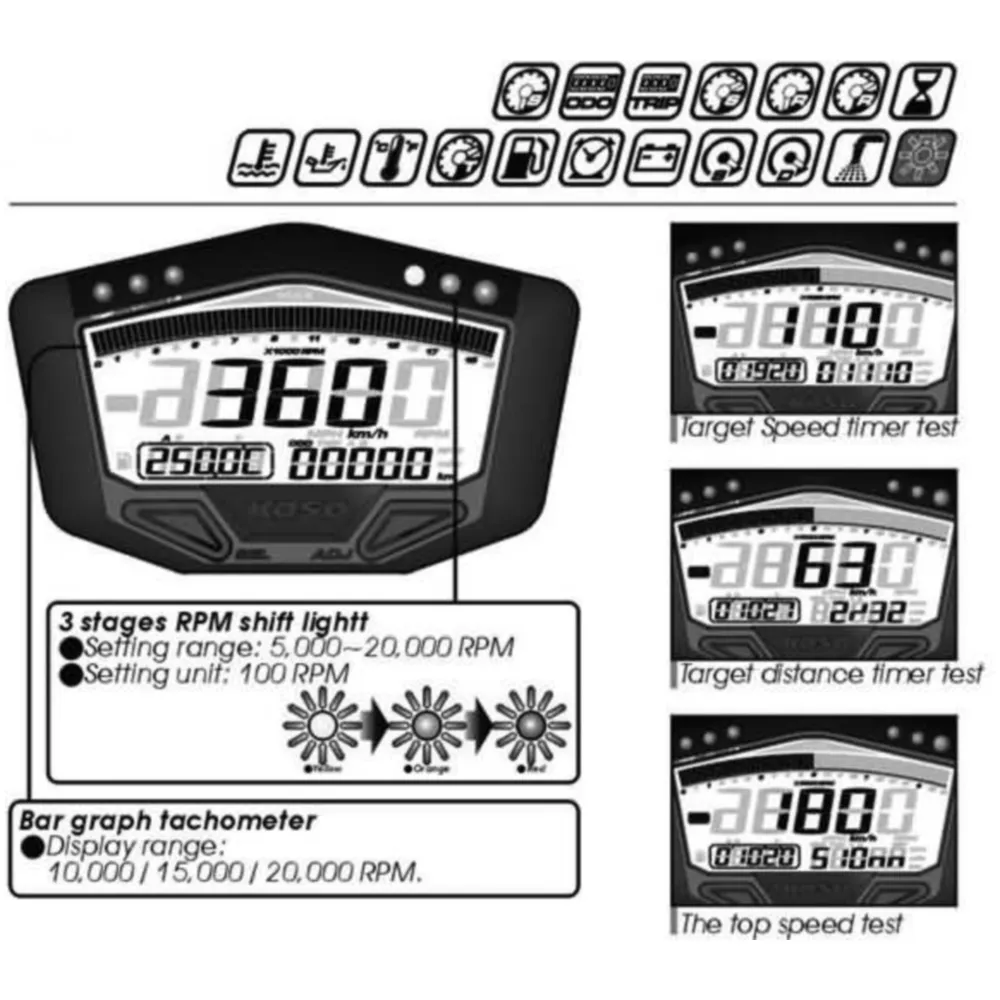 Multifunktions-Tachometer Koso DB-02R Road 12V Version 20420_2