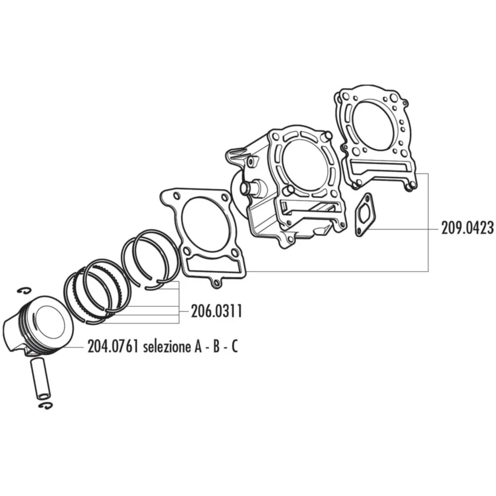 piston kit Polini 170cc 63mm (C) for Yamaha Majesty, Benelli_1