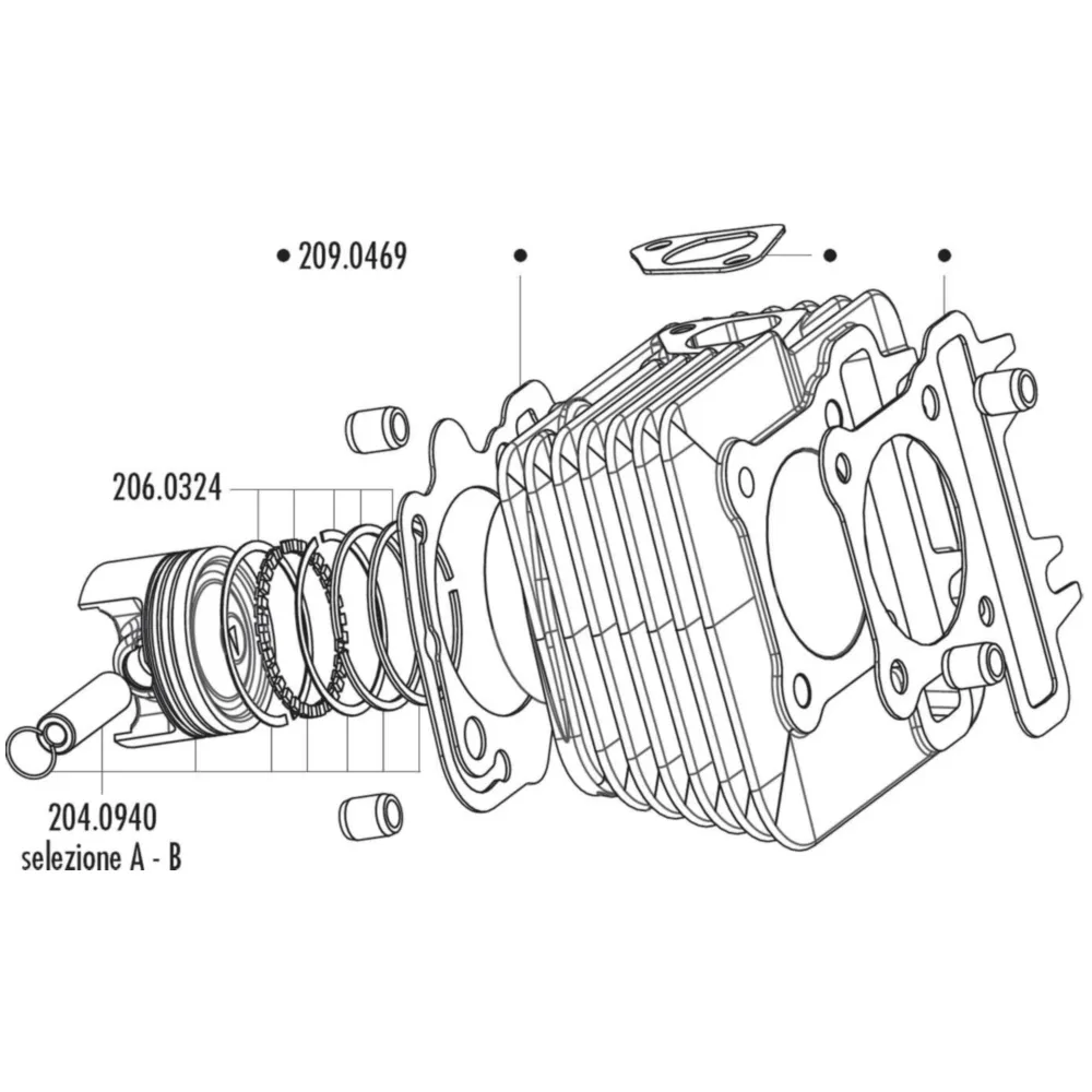 piston kit Polini 79cc 49mm (A) for Piaggio 50 4T 4V 204.094_1