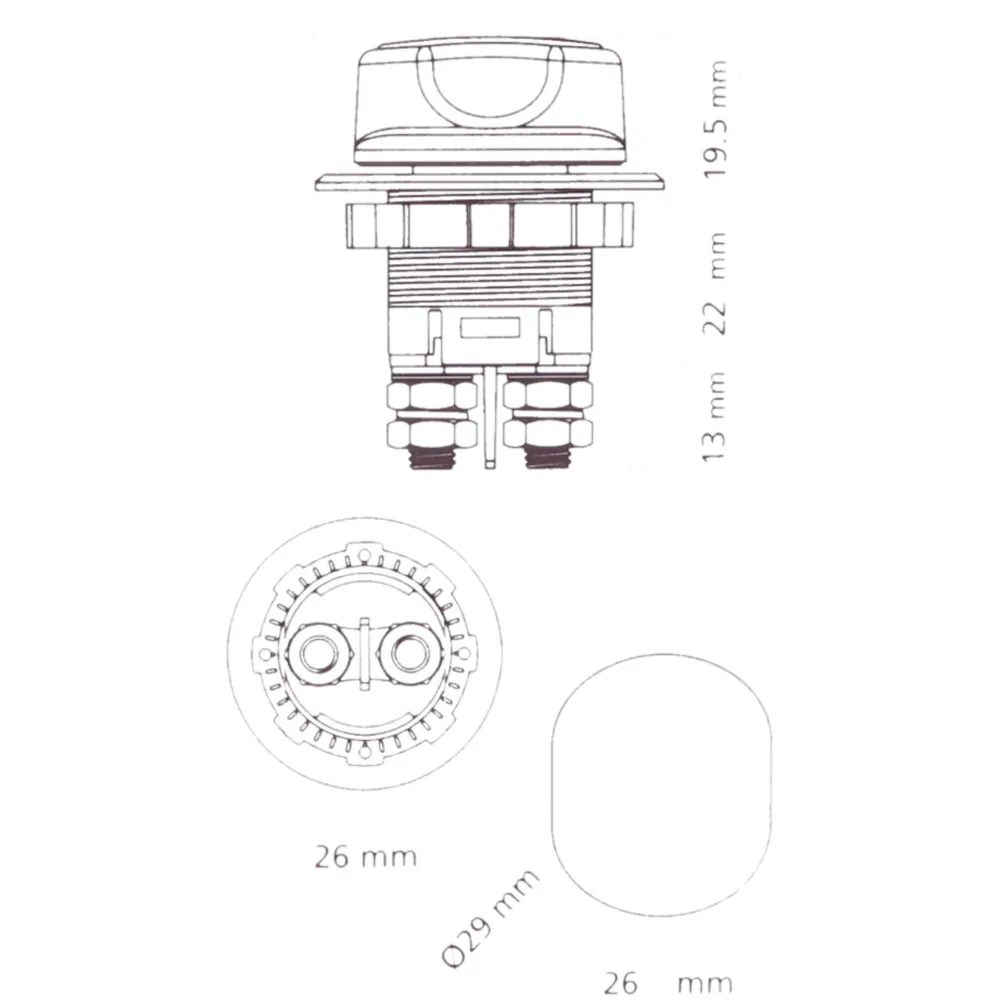 Batterie Trennschalter d=29mm, 3 Funktionen bis 32V 100A 406_2