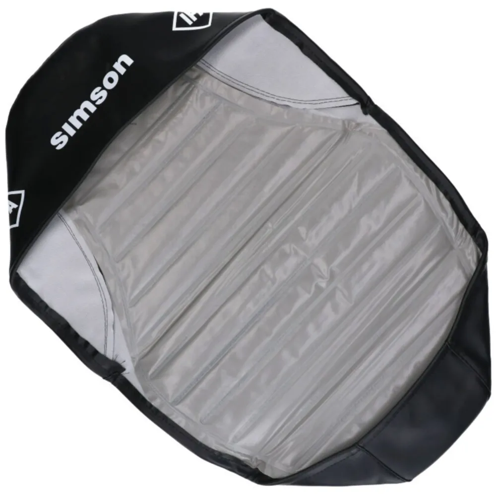 seat cover pleated black w/ logo for Simson S51, S53, S70 En_1