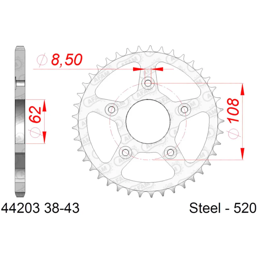 rear sprocket AFAM 42 teeth 520 for Aprilia Pegaso, RS 125, _1