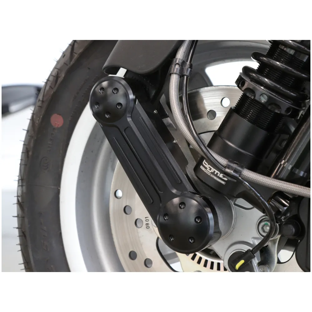 Fork link cover -MOTO NOSTRA, CNC, black shiny, straight for_1