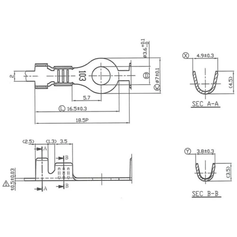 Crimp terminal -ring tongue 3.5mm Ø=0.5-1.0mm²- 10 pcs 52185_1