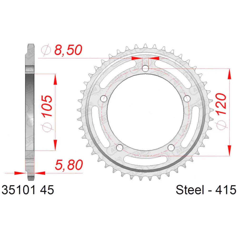 rear sprocket AFAM 45 teeth 415 for Aprilia Pegaso, RX3 50 A_1
