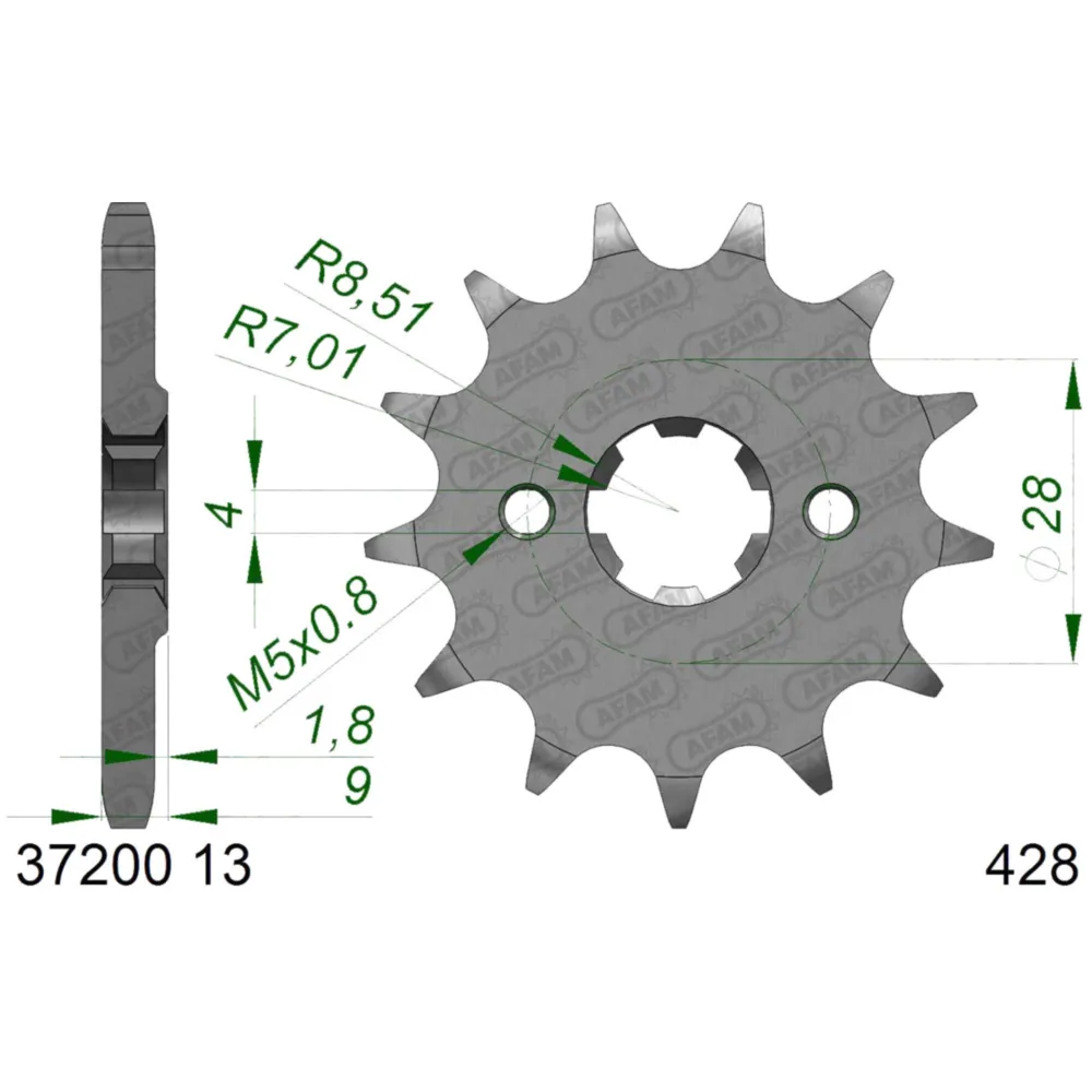 Kettenritzel AFAM 13 Zähne 428 für Aprilia RS4, RS, Tuono 12_2