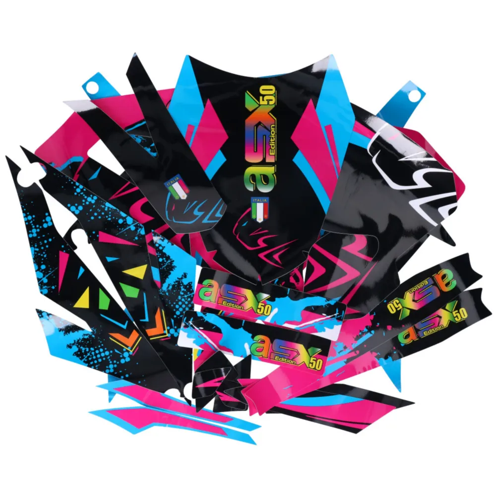 Dekor / Sticker Kit schwarz-pink-blau glänzend für Aprilia S_1