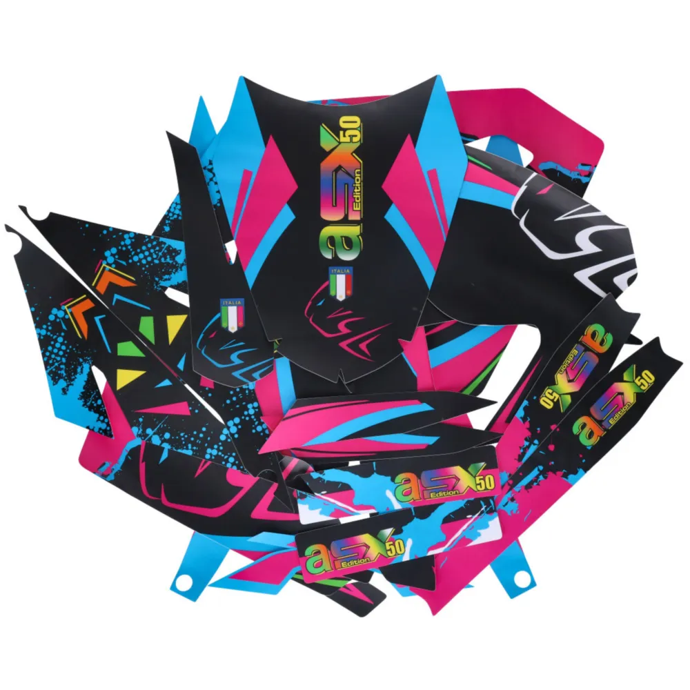 Dekor / Sticker Kit schwarz-pink-blau matt für Aprilia SX50 _1