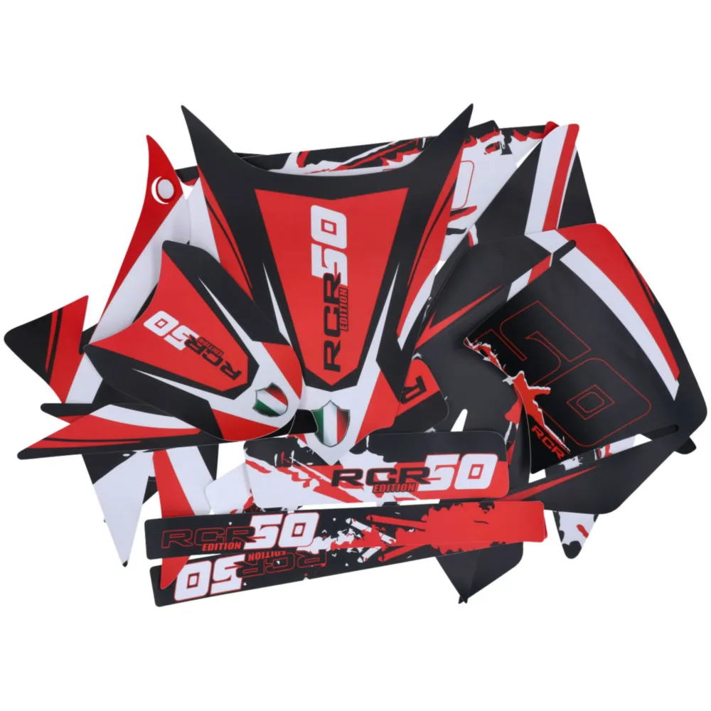 Dekor / Sticker Kit schwarz-weiß-rot matt für Gilera RCR 11-_1