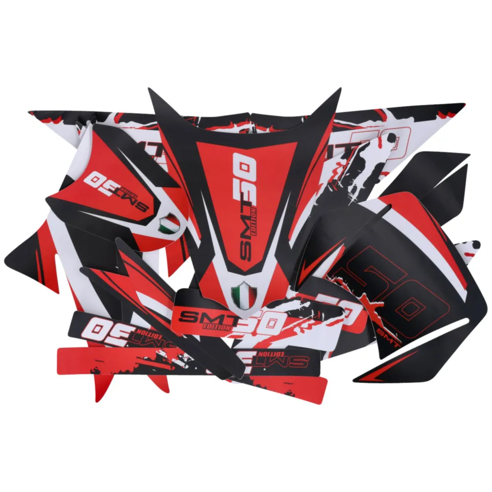 Dekor / Sticker Kit schwarz-weiß-rot matt für Gilera SMT 11-_1