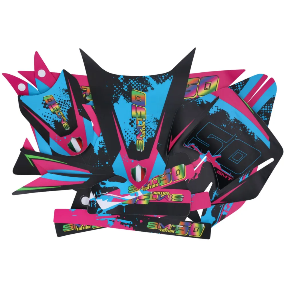 Dekor / Sticker Kit schwarz-pink-blau matt für Gilera SMT 11_1