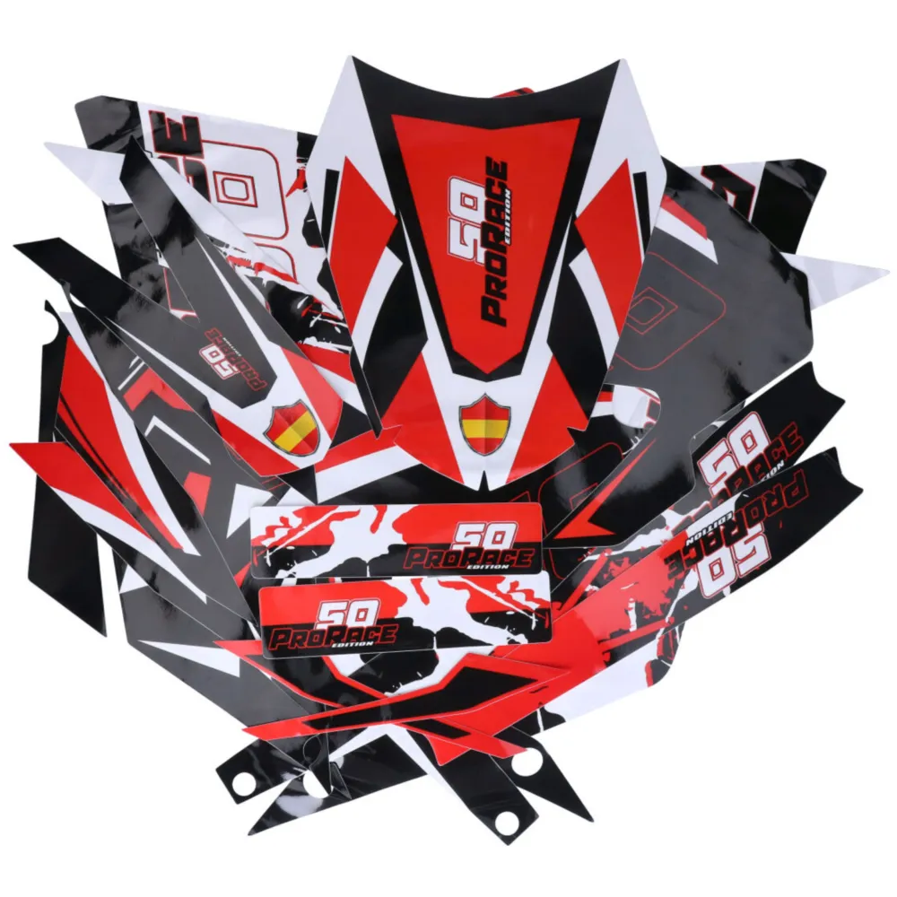 Dekor / Sticker Kit schwarz-weiß-rot glänzend für Derbi Send_1