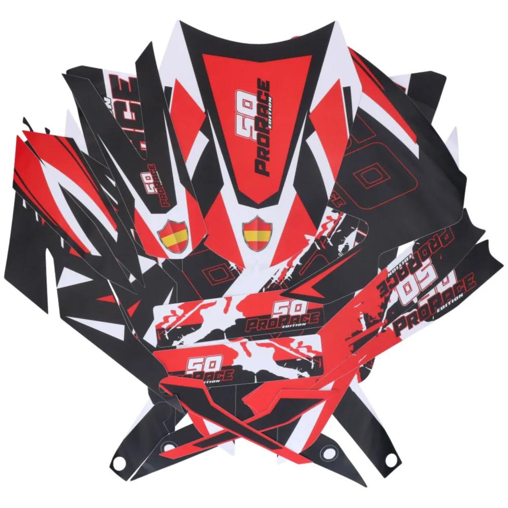 Dekor / Sticker Kit schwarz-weiß-rot matt für Derbi Senda 50_1