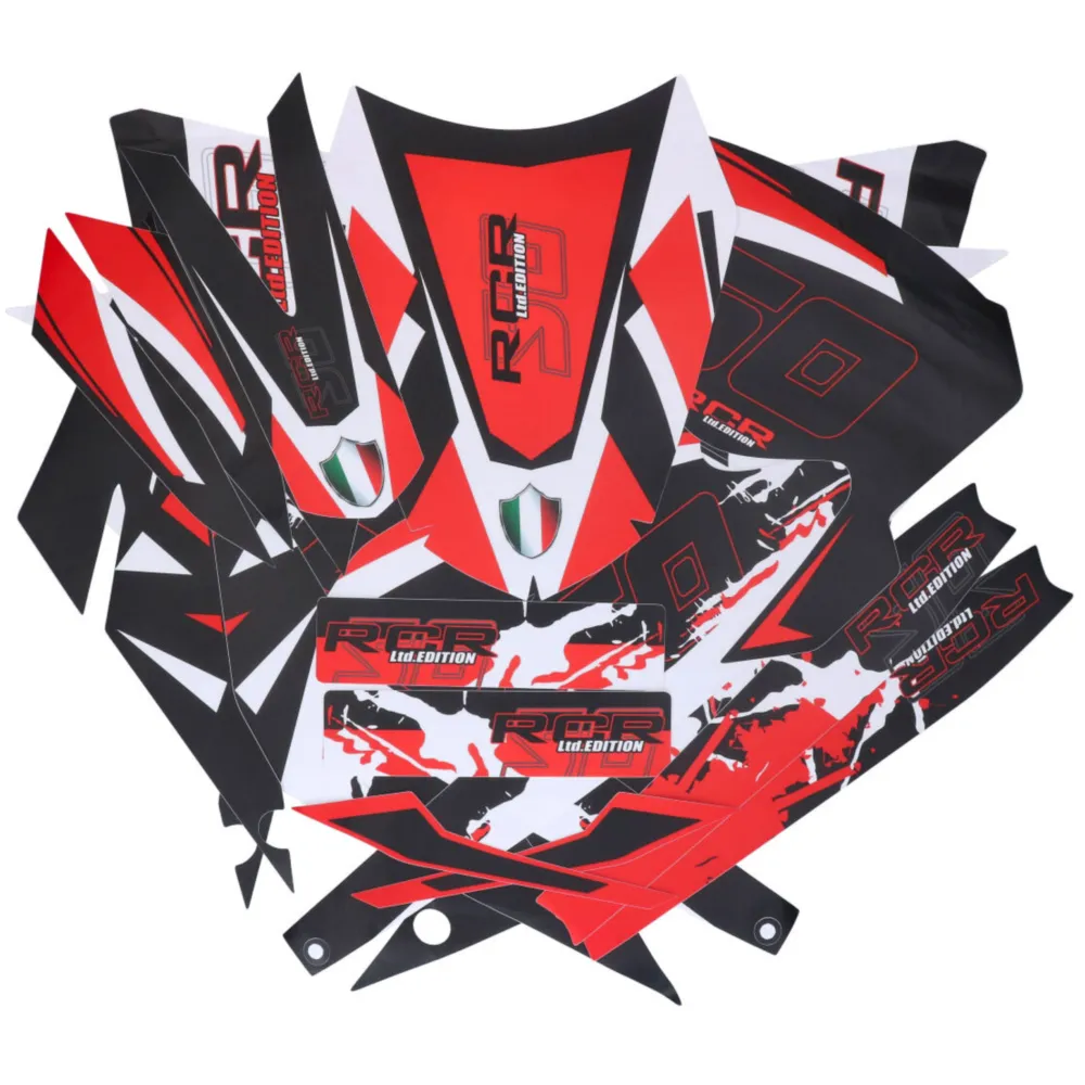 Dekor / Sticker Kit schwarz-weiß-rot matt für Gilera RCR 50 _1