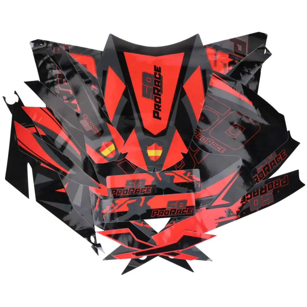 Dekor / Sticker Kit schwarz-rot-grau glänzend für Derbi Send_1