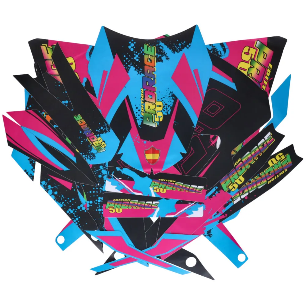 Dekor / Sticker Kit schwarz-pink-blau matt für Derbi Senda 5_1