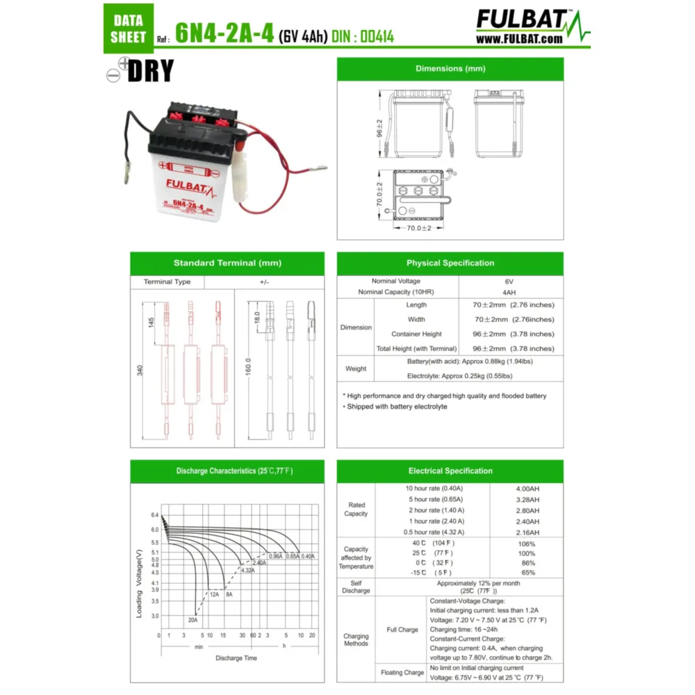 battery Fulbat 6V 6N4-2A-4 DRY without acid pack FB550510_1