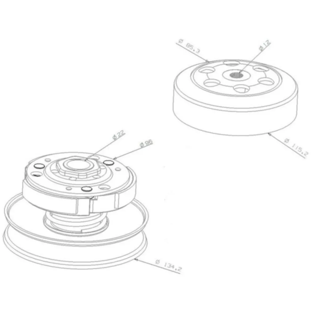 clutch pulley assy with bell 107mm for Piaggio 1998- (conver_1
