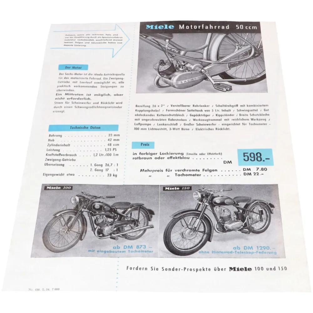Reklameblatt für Miele K 50 Moped MG00008687_1