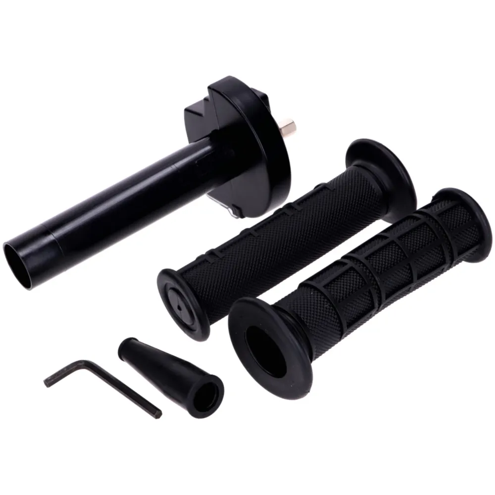 Gasgriff Set Kurzhub mit Griffgummis Aluminium schwarz MG000_1