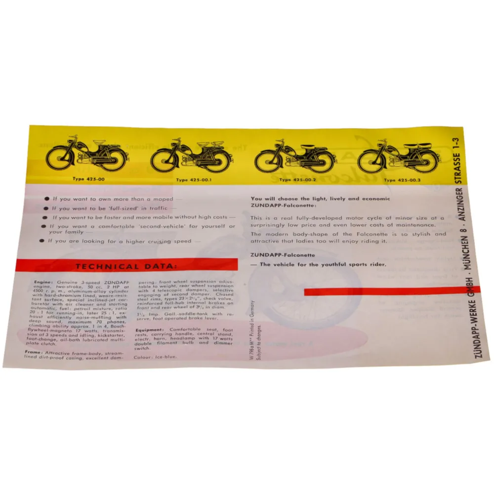 Original flyer/brochure A5 in English for Zündapp Falconette_1