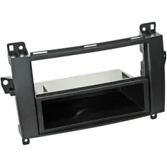 2-DIN Black Radio Frame with Compartment for Mercedes