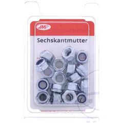 JMP Hex Nuts M6 DIN985, self-locking, galvanized, pack of 20