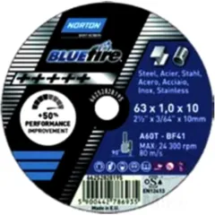 CUTTING DISK 76X2X6.35 GER Norton Blue Fire for Metal and Stainless Steel