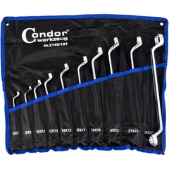 Cranked Double Ring Spanner Set 10 pcs 6-27 mm