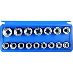 16-Piece Bi-Hex Socket Set 1/2" with Plastic Case