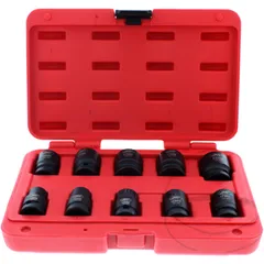 IMPACT SOCKET SET HEX 1/2 JMP 10 PIECE 13-24MM SHORT