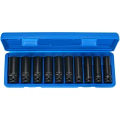 Impact Socket Set 1/2 Inch Long 10 Piece 13-24mm