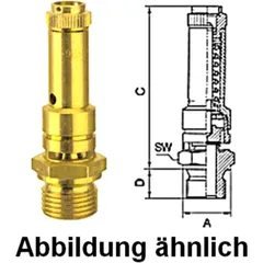 Sicherheitsventil 11 bar G 1/4 für Druckluft und ungiftige Gase