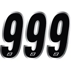 RACE NUMBERS NO.9 BLACK BIRD RACING for Motorcycles, 3 PCS Chrome 15X7CM