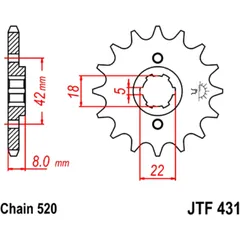 Vorderes Ritzel 14 Zähne Teilung 520 für Motorrad