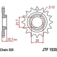 Ritzel 15Z Teilung 525 Alternative: 7260356 passend für: Kawasaki ZX - 6R