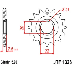 Front sprocket 12 tooth pitch 520 narrow spline inner diameter 20/22 for: Honda CRF, CR