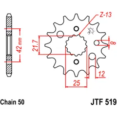 FRONT SPROCKET 16 TOOTH PITCH 530 NARROW SPLINE INNER DIAMETER 21.7/25