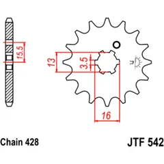 Front sprocket 10 tooth pitch 428 large spline 6 inner diameter 13/16 for: Yamaha DT